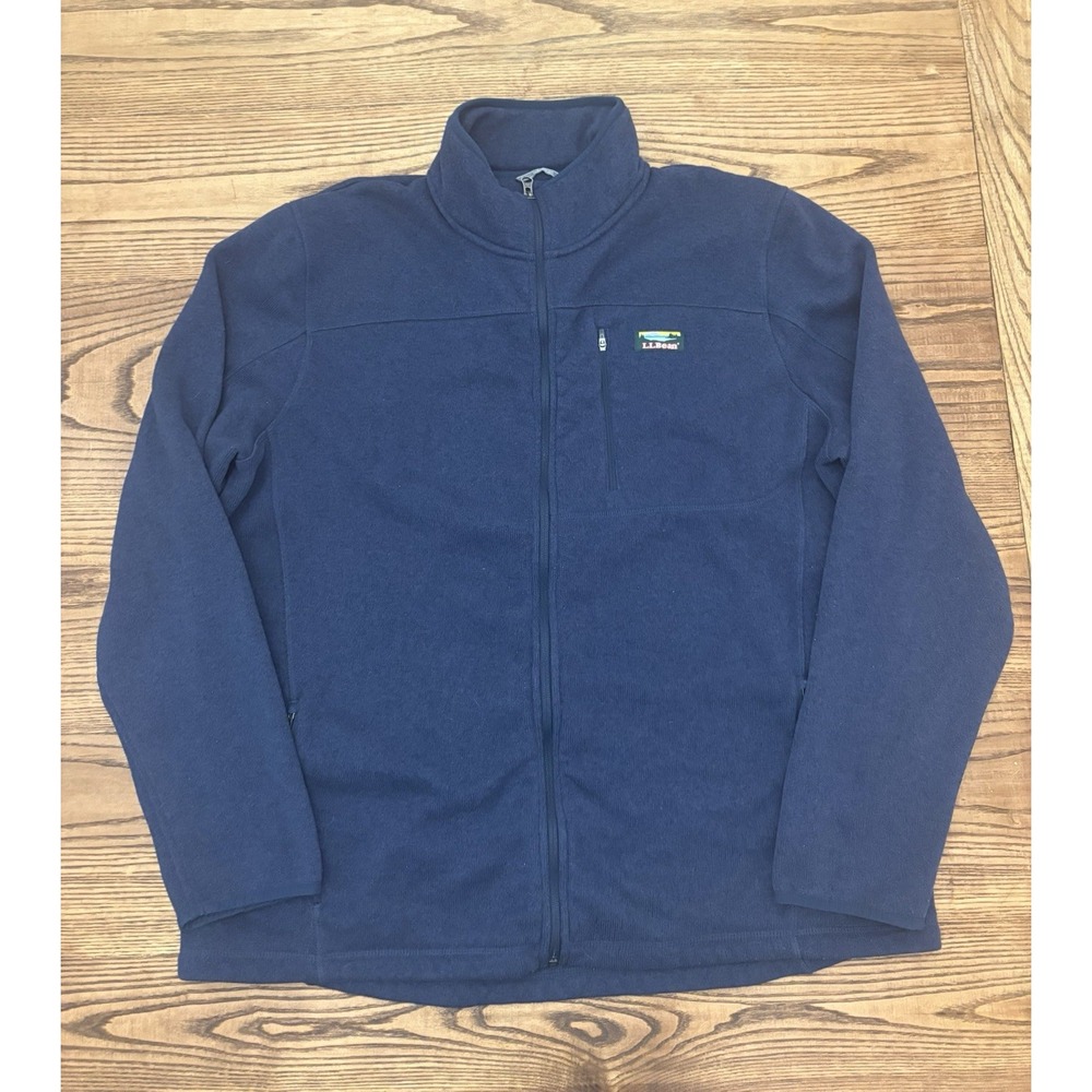 LL Bean Men's 2XLT Slightly Fitted Bright Navy Fleece Full Zip‎ Sweater Jacket